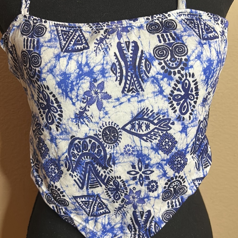 Blue Pattern Halter Top - Picture 2 of 5